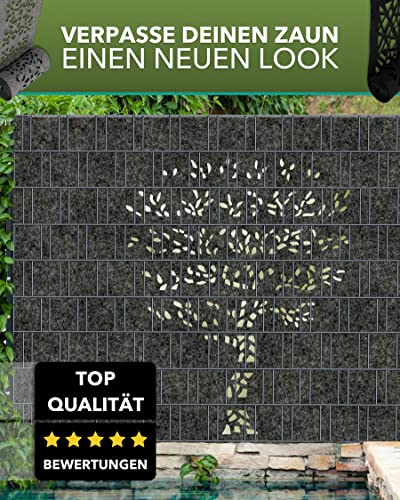 Zaundruck Sichtschutzstreifen aus Techno-Vlies - nachhaltiger Sichtschutz für Doppelstabmattenzaun - hochwertiger Windschutz 26 m x 19 cm - Sichtschutz-Rolle - Florenz (Grau)