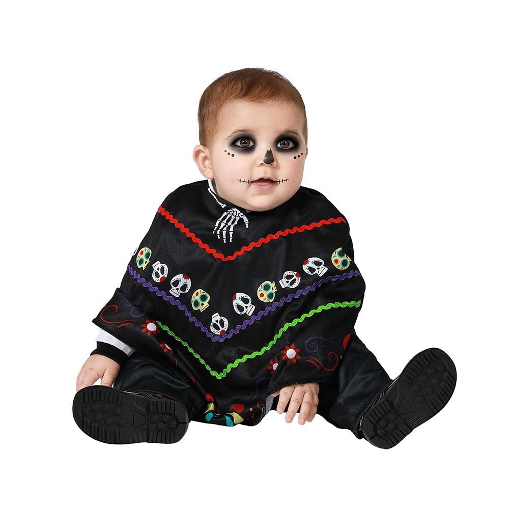 Atosa Mexican Skeleton Poncho Costume Child Baby 12-24 Months