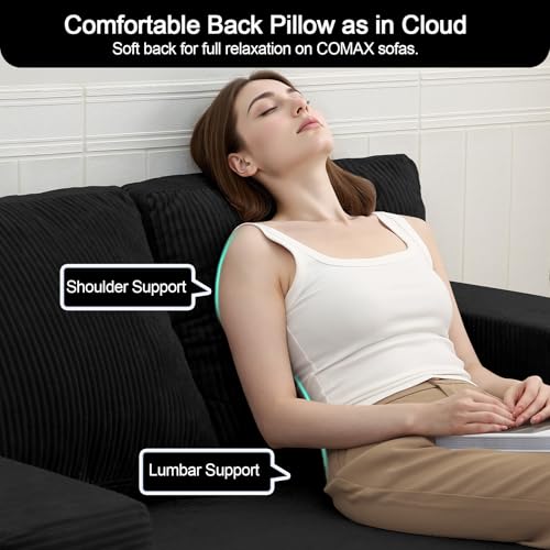 Image of COMAX Futon Sofa Bed, Convertible Sofa Bed, Folding Boneless Couches | Boneless Couch for living room, 4‑in‑1 Fold Out Small Foldable Loveseat Floor Sleeper Mattress Lounge Space‑Saving, Black