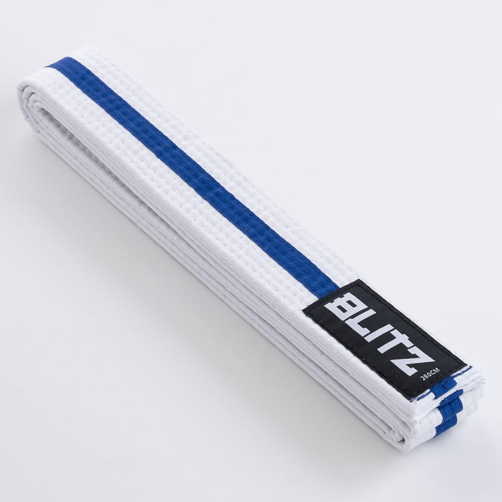 Blitz White Belt/Colour Stripe - White/Blue - 280cm — image 1
