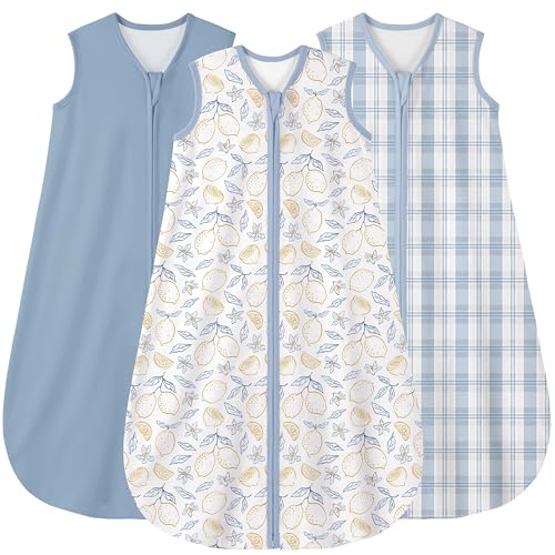Image of Yoofoss Baby Sleep Sack 0-6 Months Wearable Blanket for Babies 100% Organic Cotton 2-Way Zipper TOG 0.5 Toddler Sleeping Sack 3 Pack, Comfy Lightweight Sleep Sacks