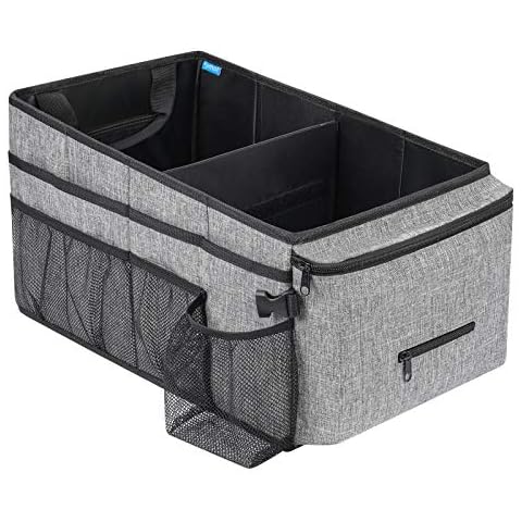 Car Organiser- Car Seat Organiser for Front Seat Back Seat Between Seats, Car Storage Organiser for Kids with Multi- Pockets, Car Organisers and Storage with cup Holders, Adjustable Dividers(Gray) Cover