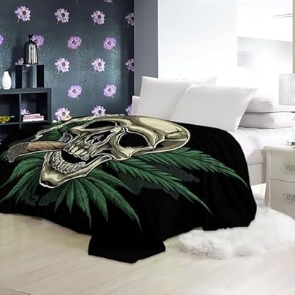 XCQHZYQ Kuscheldecke für Kinder Cartoon-Schädelblätter 200x200 cm Decke Fleecedecke Sofadecke Kinderdecke, Superweiche Flanell Wohndecke Geschenke für Jungen Mädchen – Bild 5