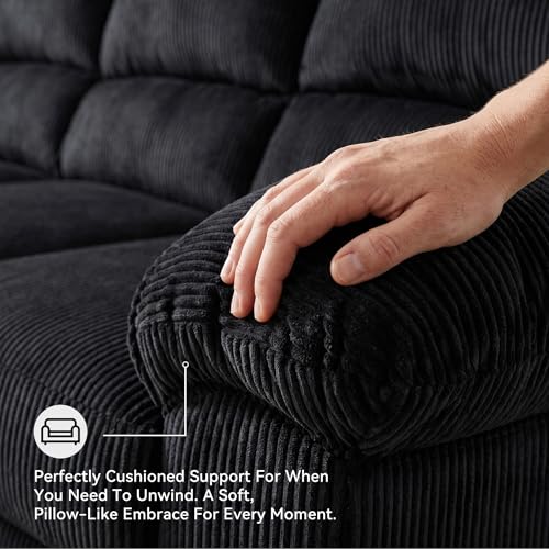 Image of Signature Design by Ashley SimpleJoy Modern Sofa for Living Room, Black
