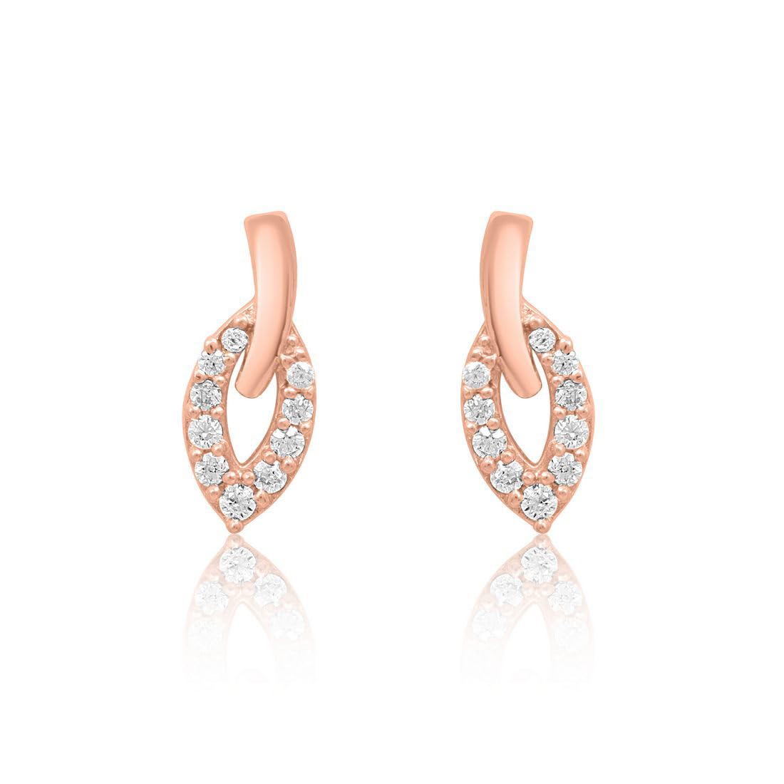 zavya 925 Sterling Silver Leaf Rose Gold Plated Earrings | Gifts for Women and Girls | With Certificate of Authenticity and 925 Hallmark-picture-14