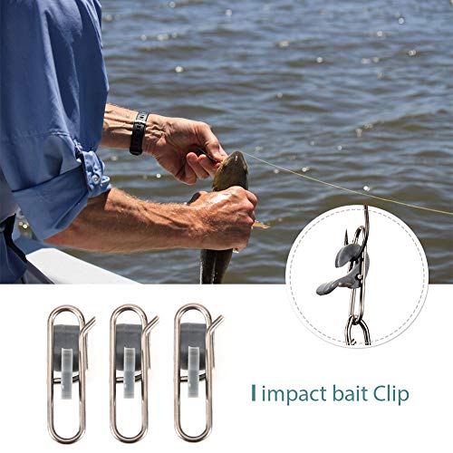 Ganchos de peixe limpos, 10 peças de aço inoxidável, clipe de isca de impacto, acessórios de desacop