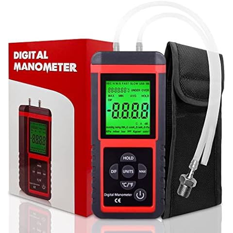 EHDIS Manometer, Professional Air Pressure Meter, Dual-Port HVAC Digital Manometer Gas Pressure Tester Differential Pressure Gauge HVAC Gas Pressure Tester Cover