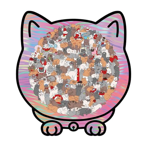 Scmmpt 猫パズル - 楽しい デコレーション フォトフレーム付き - 135ピース木製パズル大人用収納ボックス付き | 家族、友人、動物愛好家、挑戦、遊び用