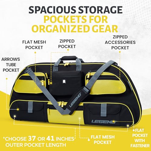 Image of LEGEND Apollo Soft Bow Case - Compound Bow Case with Multiple Storage & Foam Padding, Lightweight Bow and Arrow Case for Archery Accessories, Bow Bag with Arrow Tube Pocket - 40 inch & 44 inch