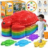 TOY Life 10 Pcs Turtle Balance Stepping Stone for Kids, Indoor Outside Toys for Kids Ages 4-8, Toddler Outdoor Toys, Stepping Stones Game, with Cards and Spinner