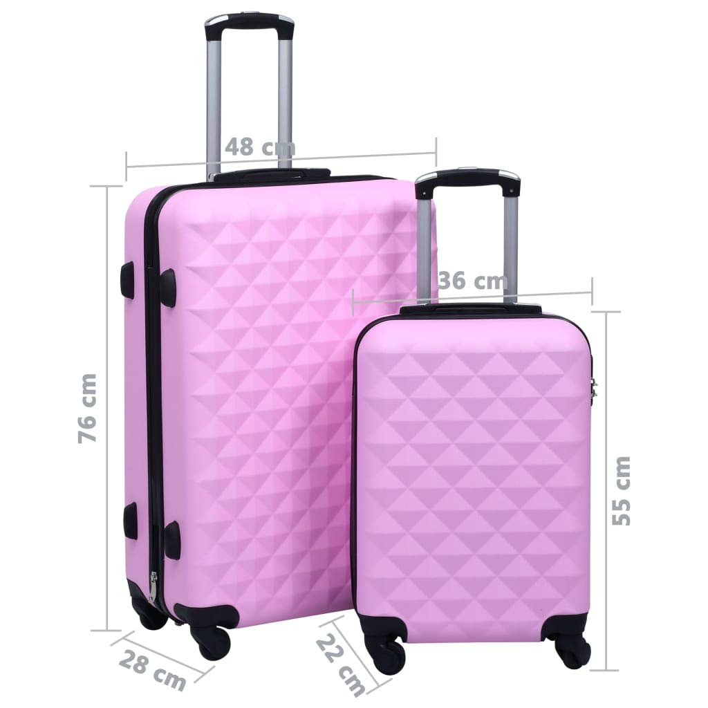 Twarde etui na kółkach zestaw 2-częściowy ABS różowy 55 x 36 x 22 cm i 76 x 48 x 28 cm z zamkiem bezpieczeństwa, kółka 360 stopni, organizer na urlop, podróż i samolot