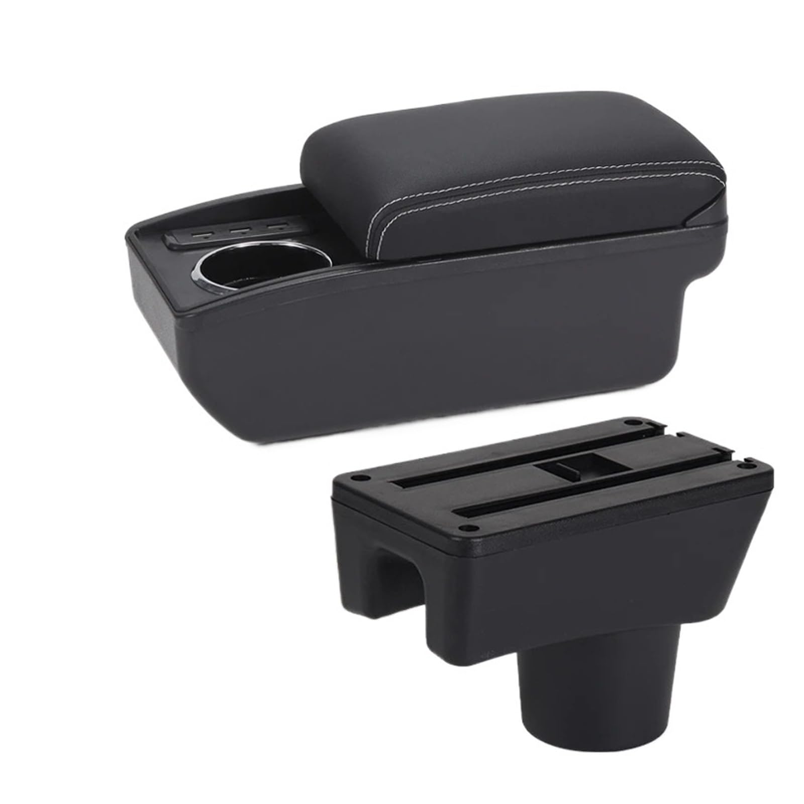 Umdjju B3 Black White 6Usb For Dodge For Attitude Car Armrest Auto Storage Box Accessories Car Centre Console Armrest Box(B3 Black White 6Usb)