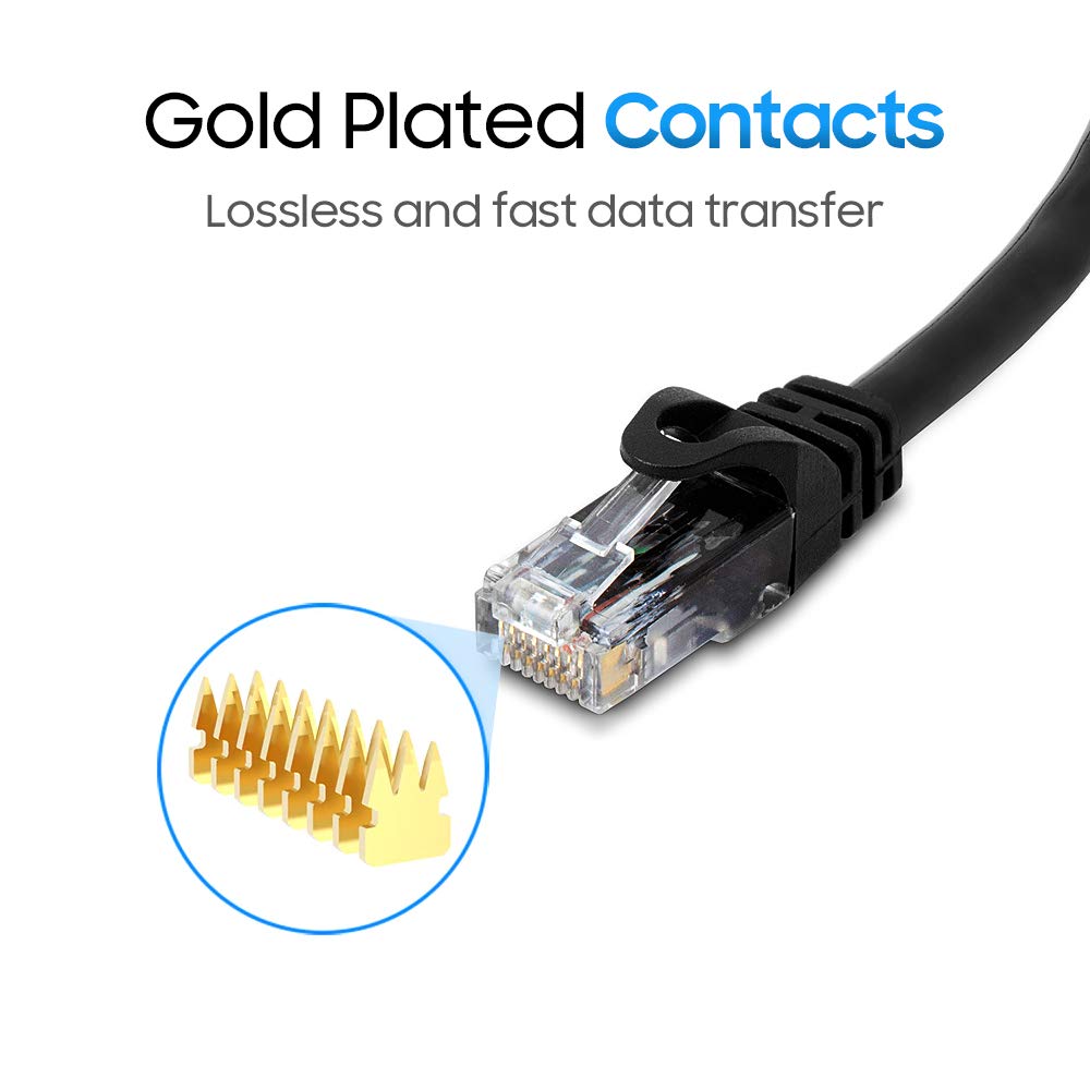 Cmple Kabel krosowy Ethernet Cat6, 0,5 m, czarny, pozłacany styk męski na męski (5 sztuk)