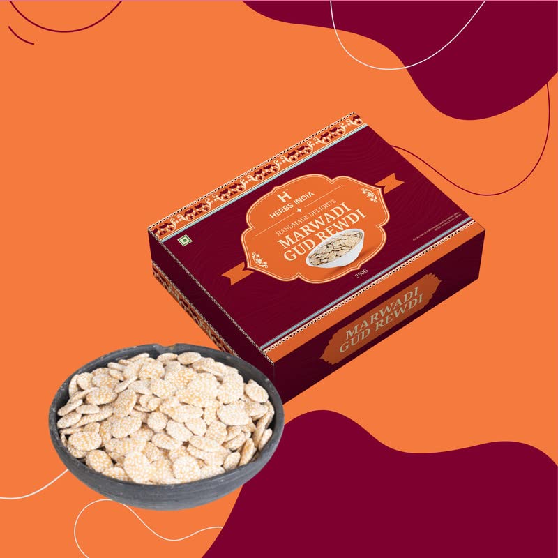 Image of HERBS INDiA Gur ki Rewari 350g | Gud Rewdi | Rewdi | Til Sweets | Revadi | Rewadi | Indian Candy Mithai |Sesame Pops | Til Wali Rewadi |for Any Occasion