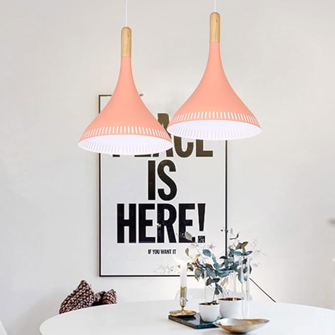 GERAGUR E27 Voet (hanglamp In Scandinavische Stijl) creatieve Kroonluchter Met Één Kop moderne Minimalistische Hanglampen kleurrijke Macarons Metalen Kap voor Keukeneiland, Eetkamer, Schuur photo 2