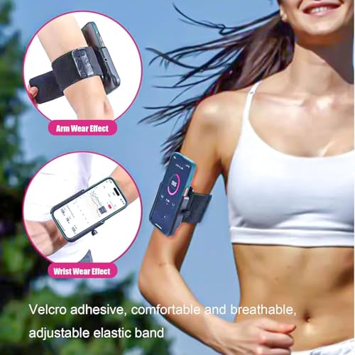 Image of Adjustable Rotating Phone Wrist Armband, 360 Detachable Mobile Holder Strap for Running, Hiking Cycling, Driving, Gym, Workout, Universal Fit for iPhone & Android Smartphones, Hands-Free Sports Band
