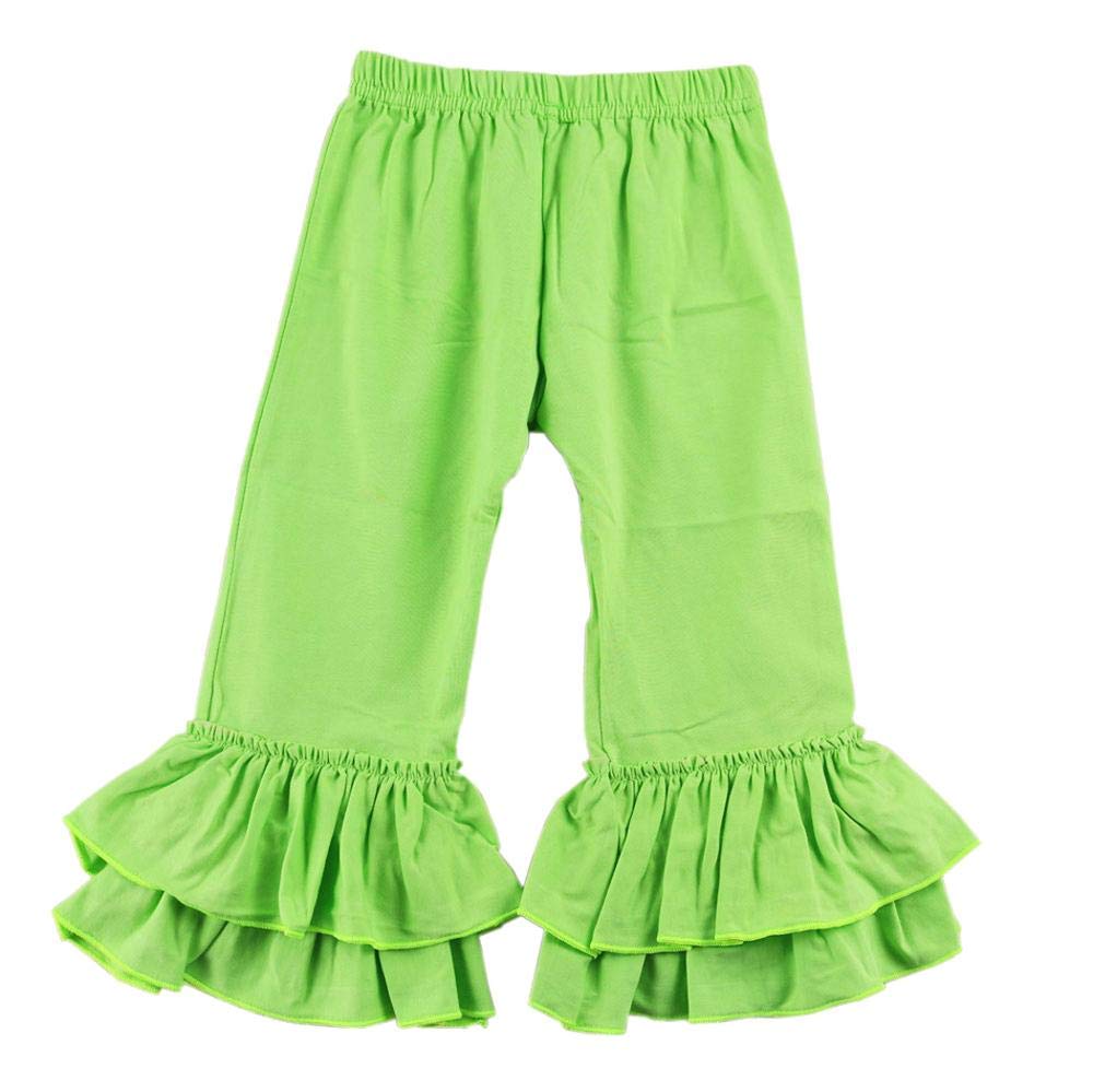 VduanMo Baby Girl's Knit Cotton Ruffled Flare Pants Small Lime