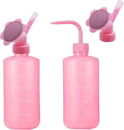 Miniatura 1 de KEY2MQ Botella de riego para suculentas, botella de agua de doble cabeza, tapa de aspersión para boca doblada, botella de lavado con boquilla de