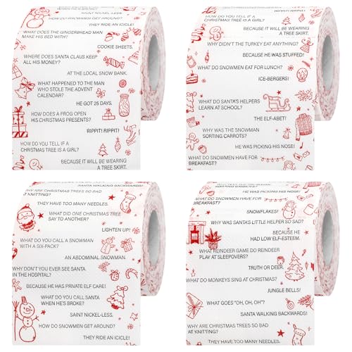 Fullhawl 6 Pcs Christmas Joke Toilet Paper Roll Funny Christmas Toilet Paper Roll Holiday Novelty Toilet Paper Xmas Bathroom Tissue Paper Decoration Christmas Funny Gag Gifts