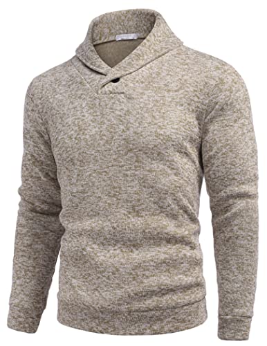 COOFANDY Men Dress Sweater Shawl Collar Sweatshirt Fashion Light Fleece Sweatshirt Dark Blue4