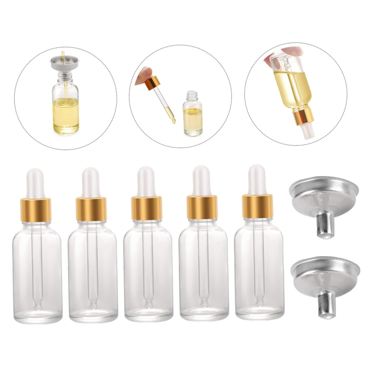 DOITOOL 24piezas Frasco Cuentagotas para Aceites Esenciales De Vidrio Transparente Dispensador Vacío para Mezclar Aceites para Usar El Hogar Salón De Belleza