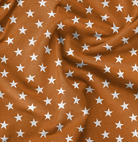 Image of Soimoi Orange Polyester Crepe Fabric Stars Star Printed Craft Fabric by the Meter 52 Inch Wide