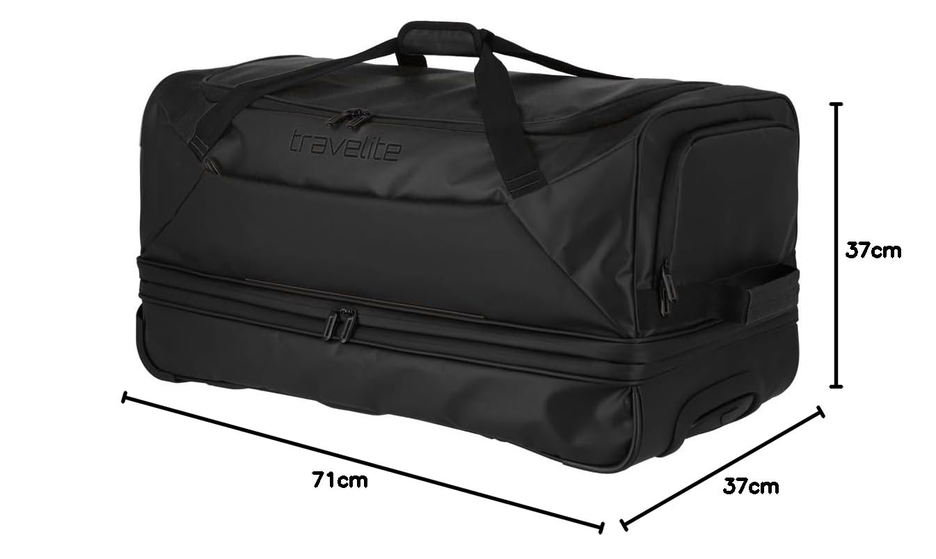 travelite Torba podróżna na kółkach z wodoodpornego materiału, czarny, 71 cm / 97 Liter, Torba podróżna na kółkach z wodoodpornego materiału