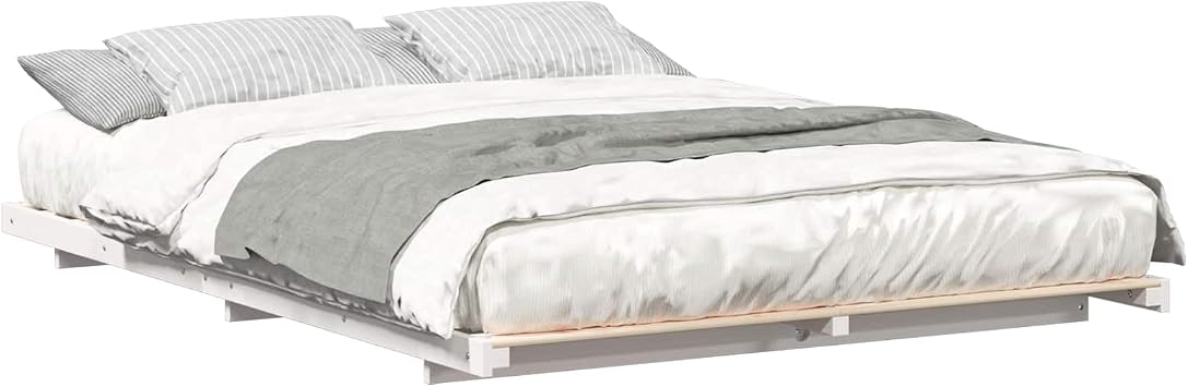 vidaXL Bed Frame White 160 x 220 cm Solid Pine Wood