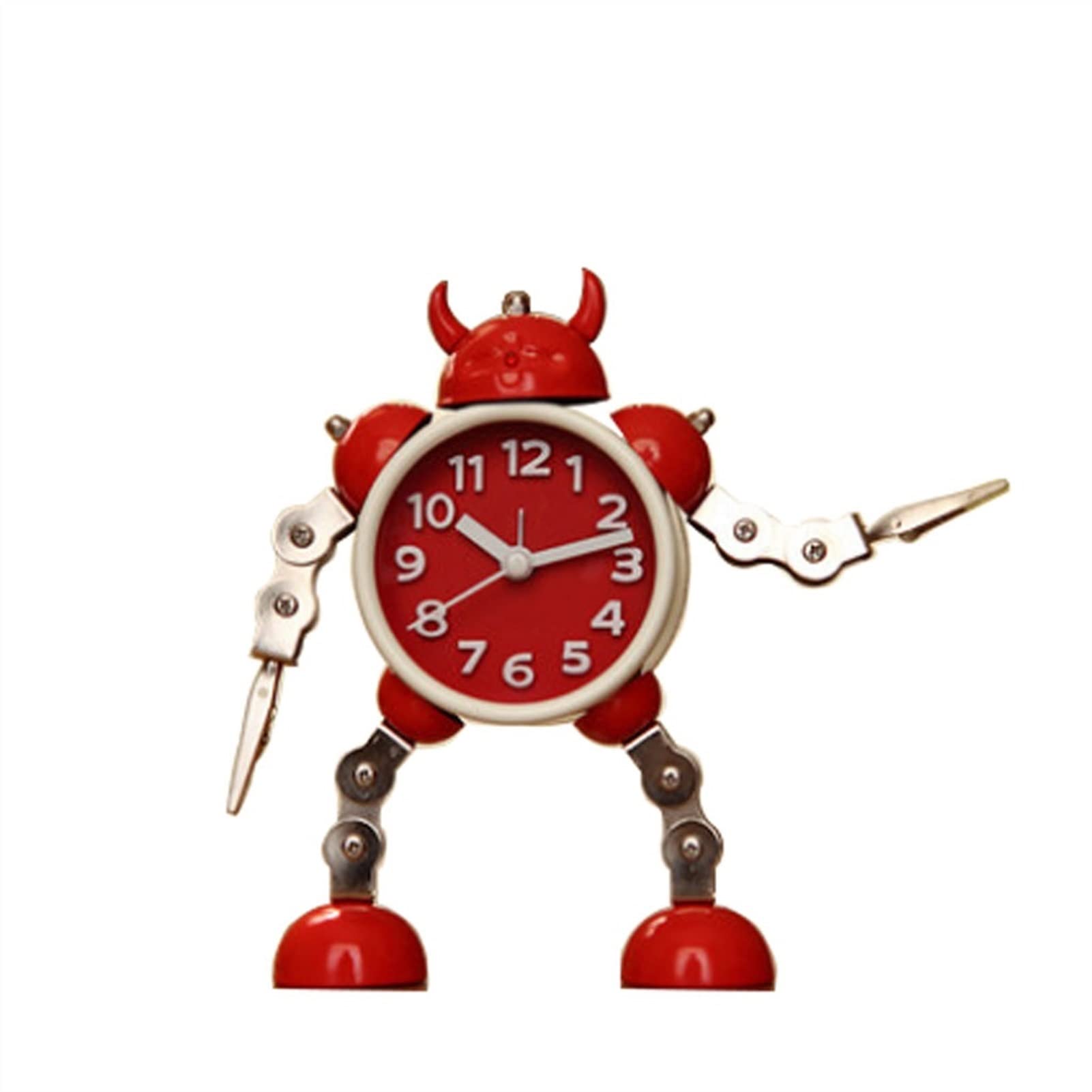 Relojes de Escritorio Robot deformado que parpadea el reloj de alarma de alarma de los niños Dibujos animados de reloj despertador reloj de reloj de metal de metal Las manos y los pies se pueden girar