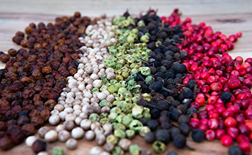 FOODOKO FINEST - Pfeffer Gewürze Geschenke Set | 6 aufregende Pfeffersorten im Probierset | Ganze Pfefferkörner geeignet für die Pfeffermühle (75g)