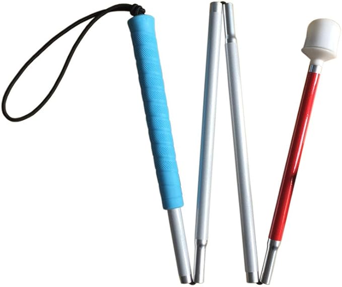 Aluminum Mobility Folding Cane for The Blind (Folds Down 4 Sections