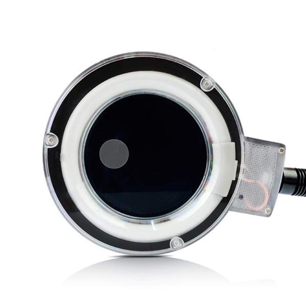 Lupa 5X 80mm, Lupa Manos Libres con Soporte Luminoso, Regulable En Altura, Lupa Iluminada De Sobremesa para Lectura, Manualidades, Banco De Trabajo