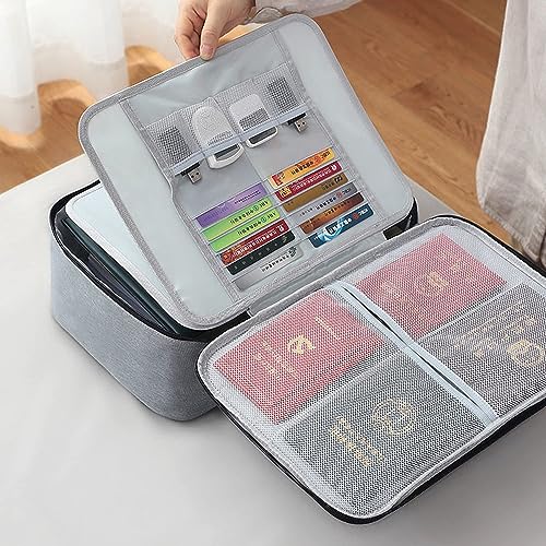 Image of Tellshun Document Organizer Bag Multilayer Travel File Organiser Document Storage Bag with Lock Waterproof File Folders Bag for Certificates & Document Safe Pouch Bag for Home Office Travel
