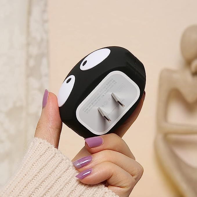Image of VEROX Cute 3D Style Compatible with iPhone Charger Case Cover Protector Cartoon Style 18W and 20W Adapter Cover- Black Eye