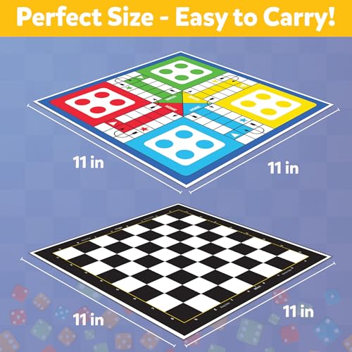 Image of 2 in 1 Ludo and Chess Board Game Set for Kids (Pack of 6) | 11 inchx11 inch Foldable Game Board with Pawns | Birthday Return Gifts for Kids Ages 6 7 8 9 10 11 12 | Gifting Set