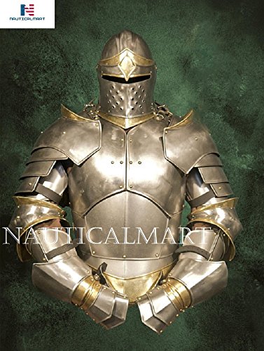 NauticalMart Suit of Armor Metal Armor LARP Armorset Steel and Brass, Handmade