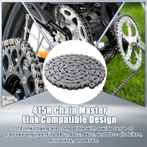 Image of Podoy 415H Motorized Chain 110L Dirt Bike Chain Heavy Duty for 80cc 49cc 60cc 66cc 2 Stroke Engine Motorized Bike Chain High Power Racing Parts