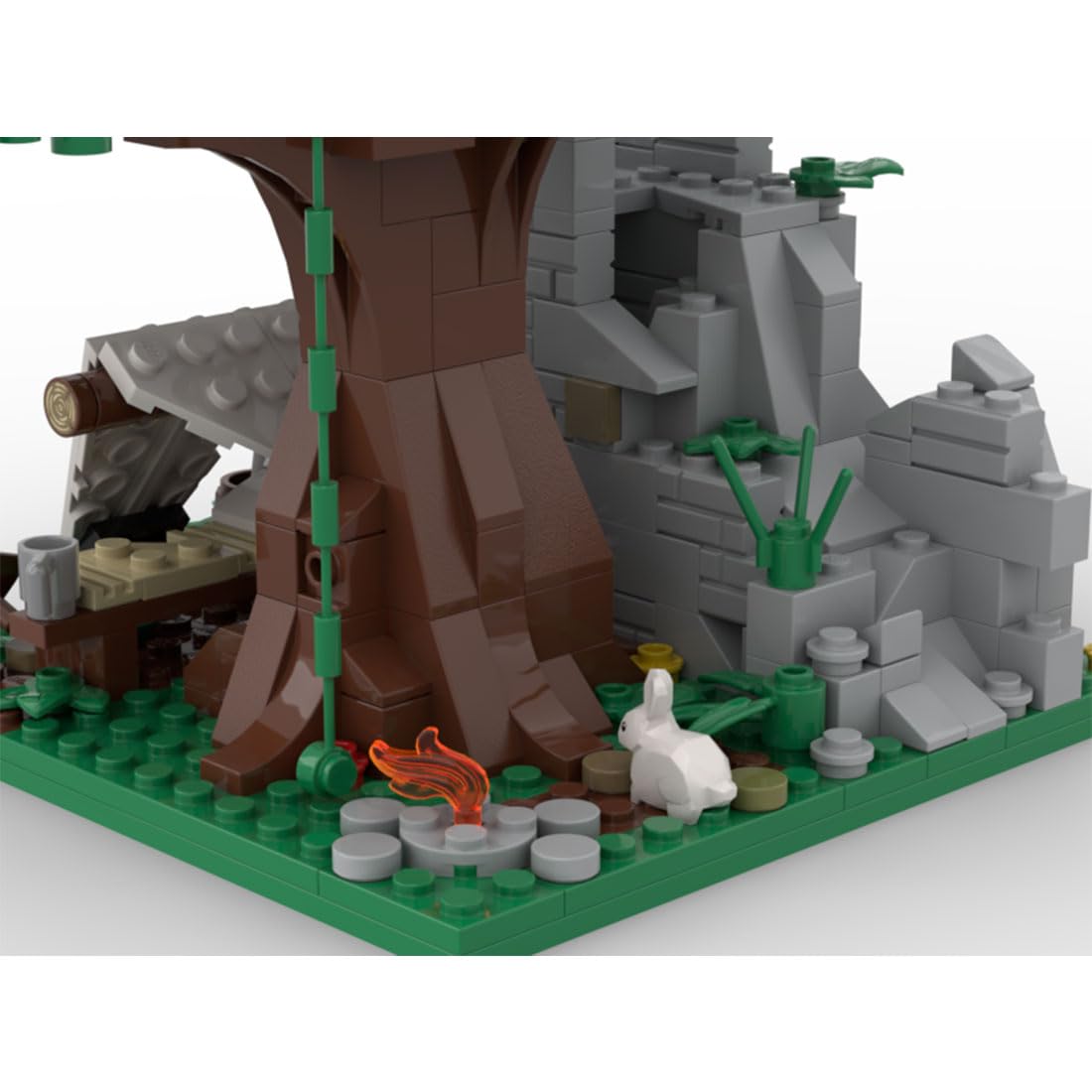 Mittelalterlicher Förster ruinierten Mauerwachturm Set, 390 Teile Klemmbausteine Mittelalterliches Architecture Burg Gebäude Set, MOC-176956