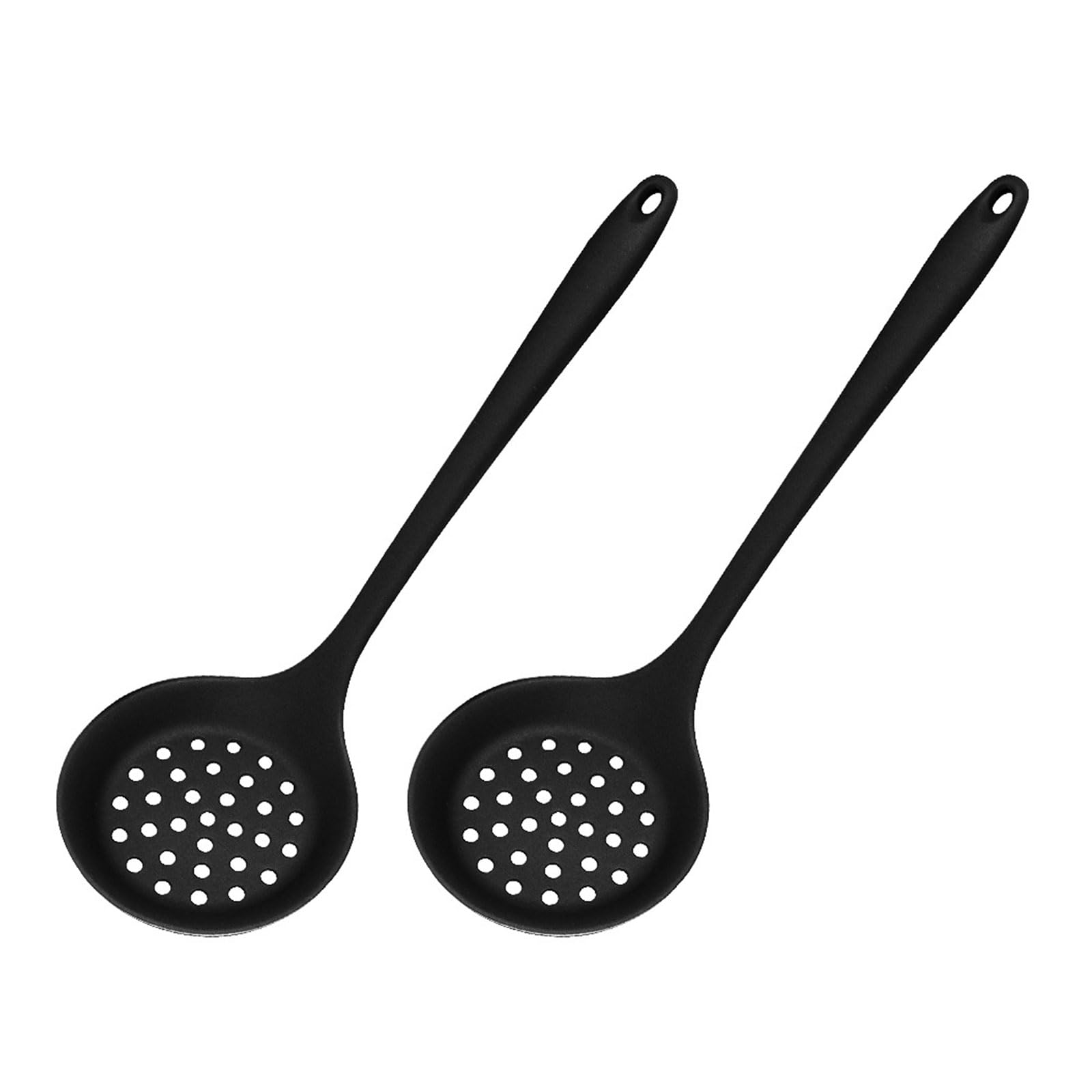 MICFENY Pack of 2 Multifuntional Silicone Skimmer Cooking Strainer Spoon with Long Handle Food Strainer Spoon for Cooking