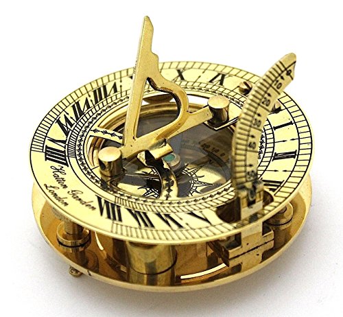 Reloj de sol de latón macizo y brújula para decoración de despachos clásicos 2