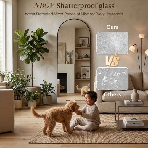 Image of 70 inchx27 inch Floor Mirror Full Length, Arched Full Length Mirror with Stand, Large Full Body Mirrors for Bedroom Living Room or Cloakroom Black