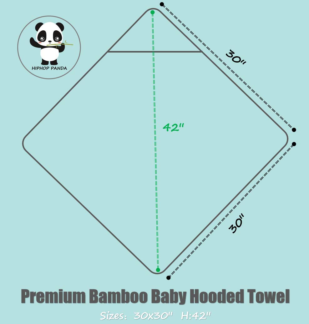 HIPHOP PANDA Baby Washcloths, 6 Pack and Baby Hooded Towel, Purple Penguin, 30 x 30 Inch
