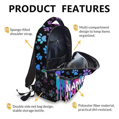 Kids Backpack for School, Personalized Cat Backpacks for Girls 6-8, Kids Back to School Supplies, 17 Inch Cute Leisure Animal Bookbag for Travel Preschool Elementary Kindergarten4