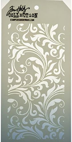 Stampers Anonymous THS-032 Tim Holtz Layered Flourish Stencil, 4.125 x 8.5 , White