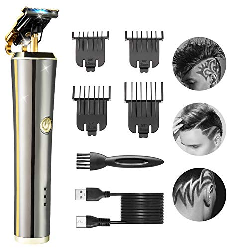 Aibeau - Cortapelos para hombre, corte eléctrico con cuchilla en T recargable por USB, corte de contorno