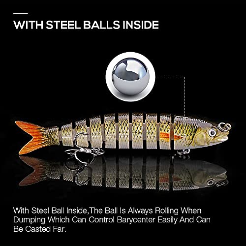 Livronic 1Pcs 10Cm 10G Sinking Crankbaits Fishing Lure 10-Segments Wobbler Hard Artificial Bait For Pike Fishing Accessories Swimbait (Color : 14Cm 23G C4) #TOP6