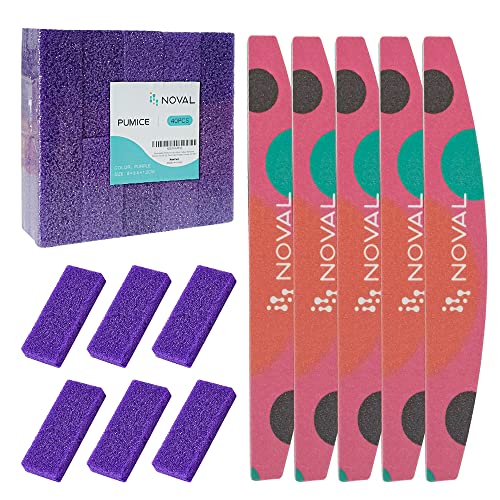 Noval 40 Pcs Foot Pumice Stone And 10 Pcs Nail Files 100/180 Grit Emory Nail File Pack For Home Pedicure & Manicure #TOP7