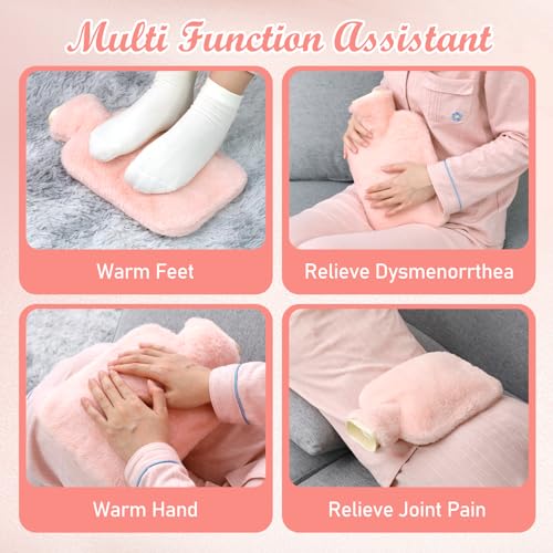 URBZUE Hot Water Bottle, Hot Water Bottles with Fluffy Cover UK, 2L Leakproof Large Hot Water Bag for Cold & Hot Compress - Image 4