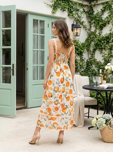 Image of Women's Classy Sleeveless Lemon Print Maxi RIC Rac Dress