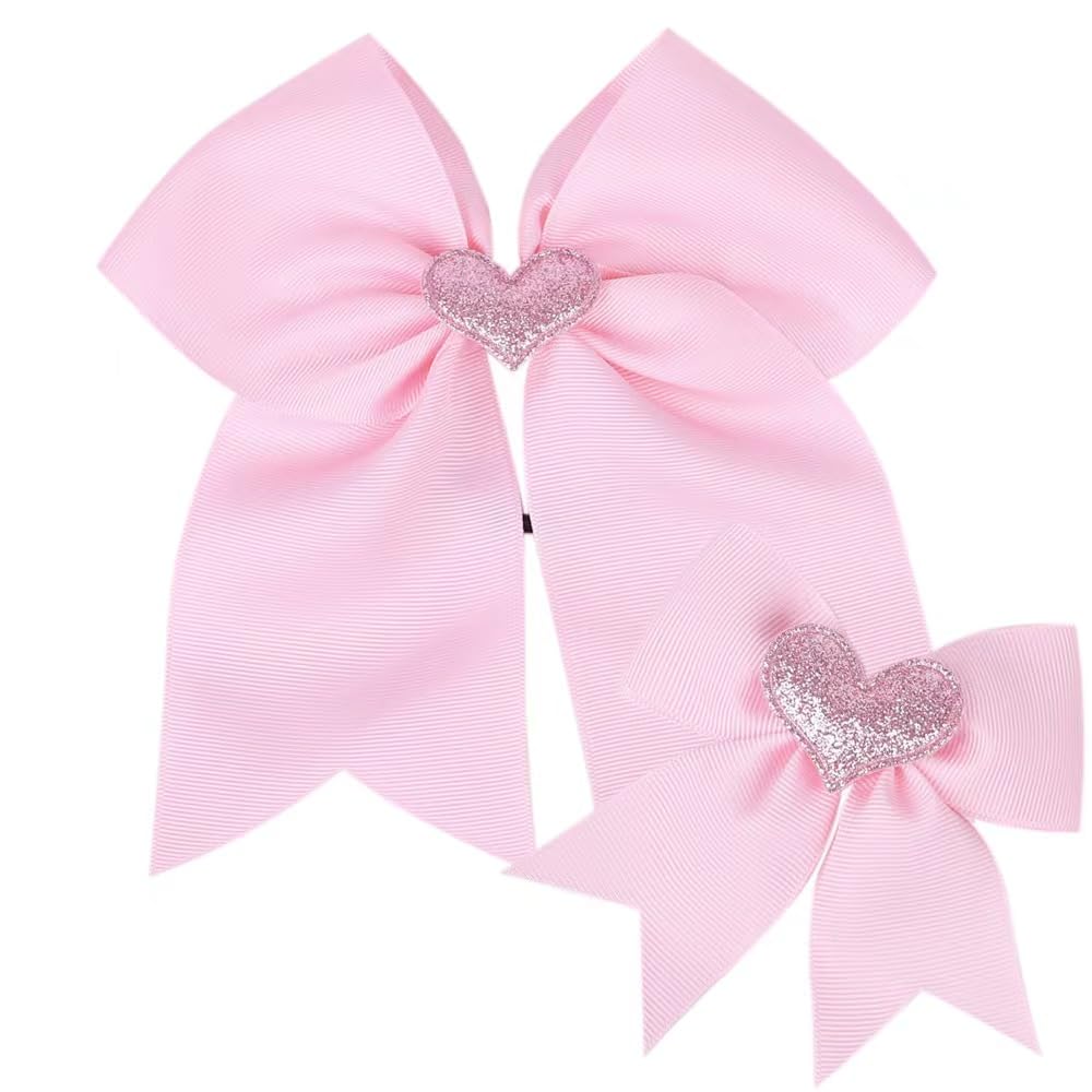 2 Pieces Valentine's Day Bows Decoration Large Bow Red and White Heart Printed Bow for Valentine's Day Home Party Holiday Indoor Outdoor Basket Ornaments Decorating (Fresh Style) (Pink.)